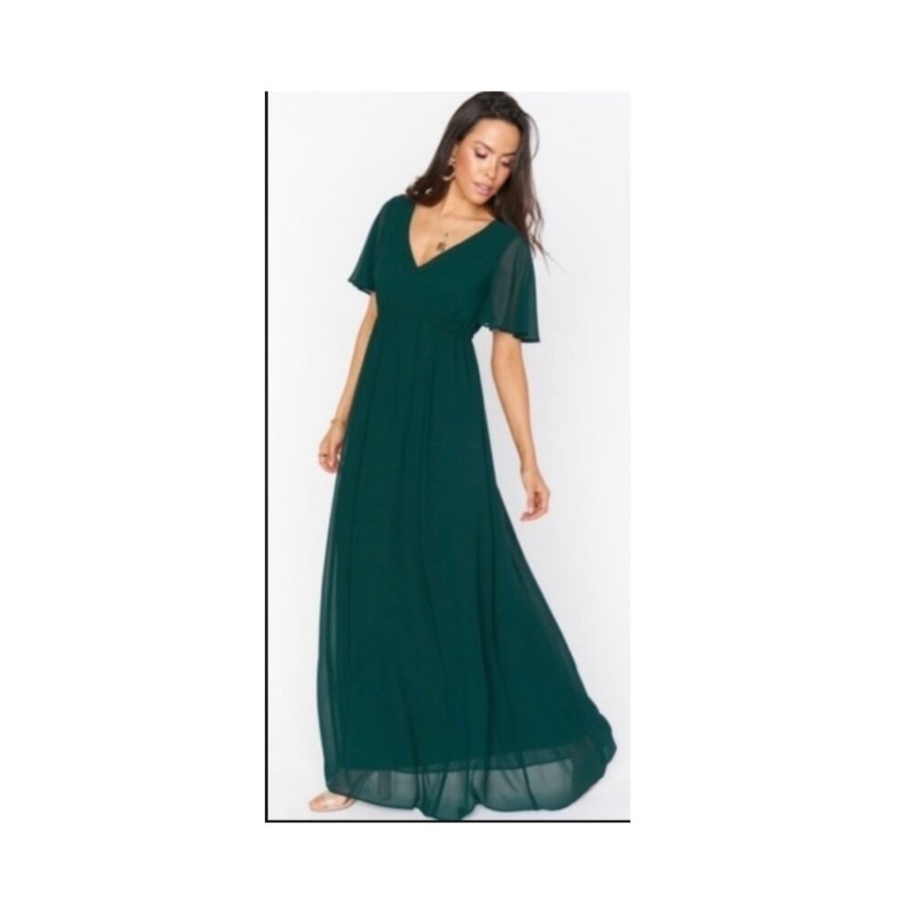 Show Me‎ Your Mumu Noelle Wrap Dress in Emerald Chiffon Size XS MSRP $198